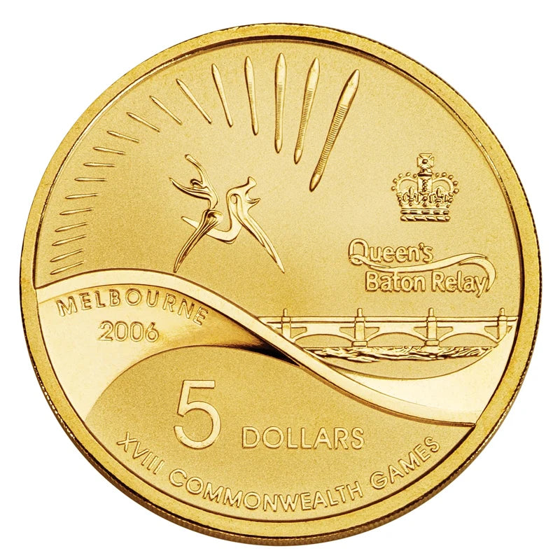 2006 Australian $5 Coin - Queen's Baton Relay Melbourne 2006 Commonwealth Games