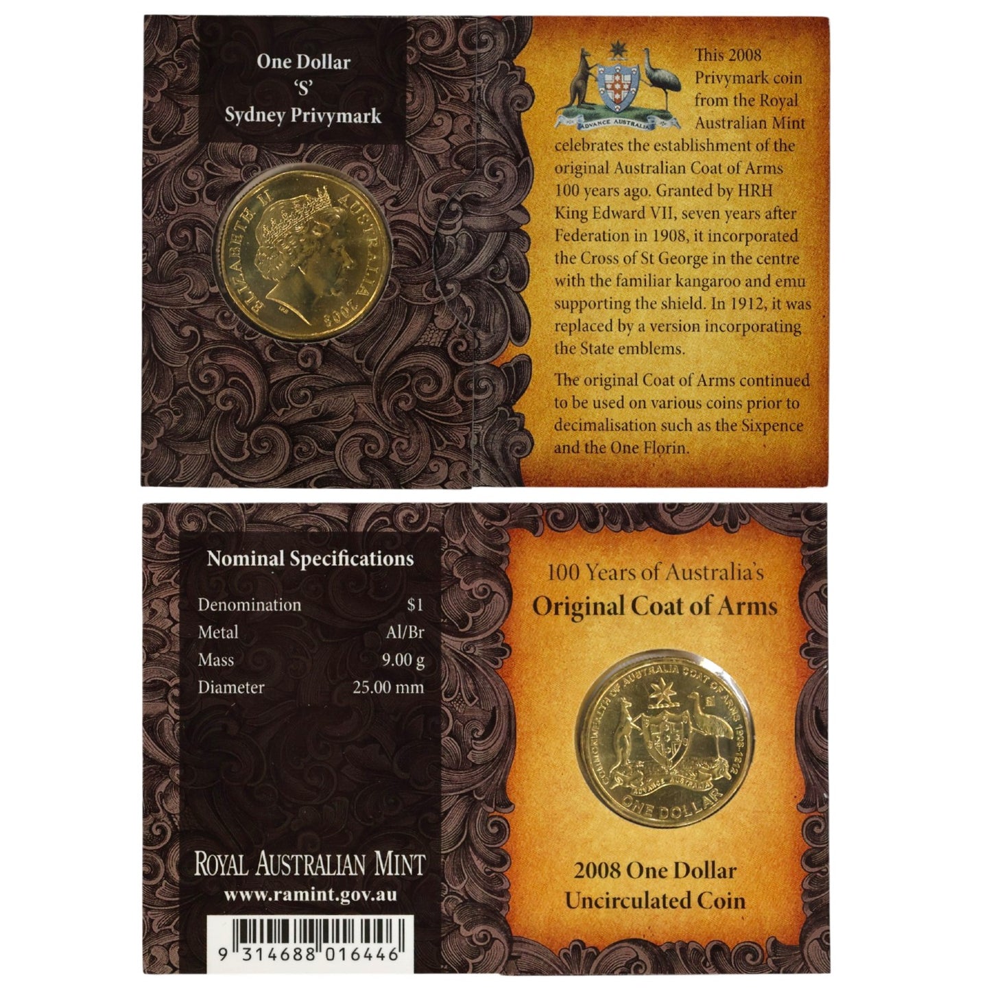 2008 $1 Coin - 100th Anniversary of the Original Coat of Arms