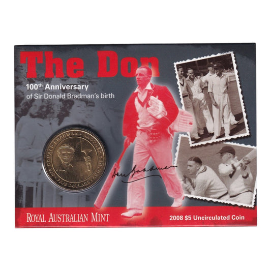 2008 $5 Coin - 100th Anniversary of Sir Donald Bradman's Birth