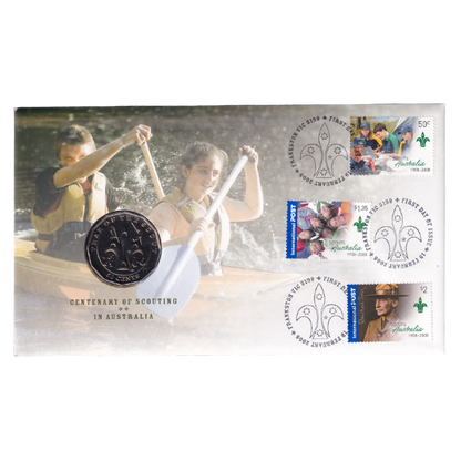 2008 PNC - Centenary of Scouting in Australia - 3-Stamp "Frankston, Victoria" Cancellation Variety