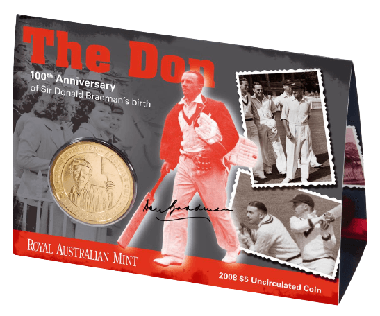 2008 Australian $5 Coin - 100th Anniversary of Sir Donald Bradman's Birth - Loose Change Coins