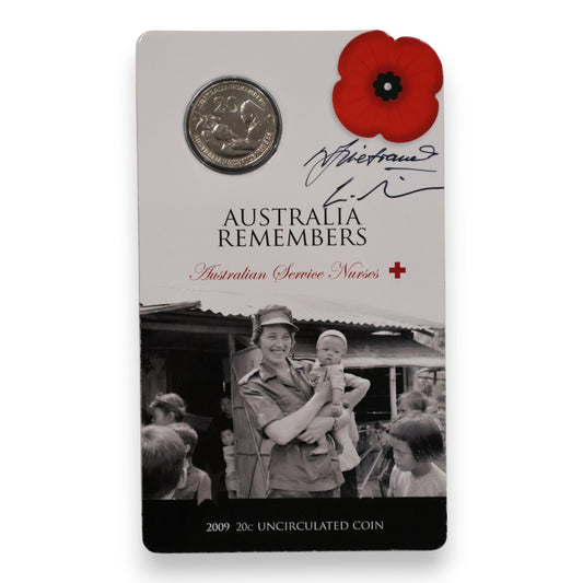 2009 20c Coin - Australia Remembers - Australian Service Nurses - Signed by RAM Coin Designer Wojciech Pietranik and former RAM CEO Janine Murphy