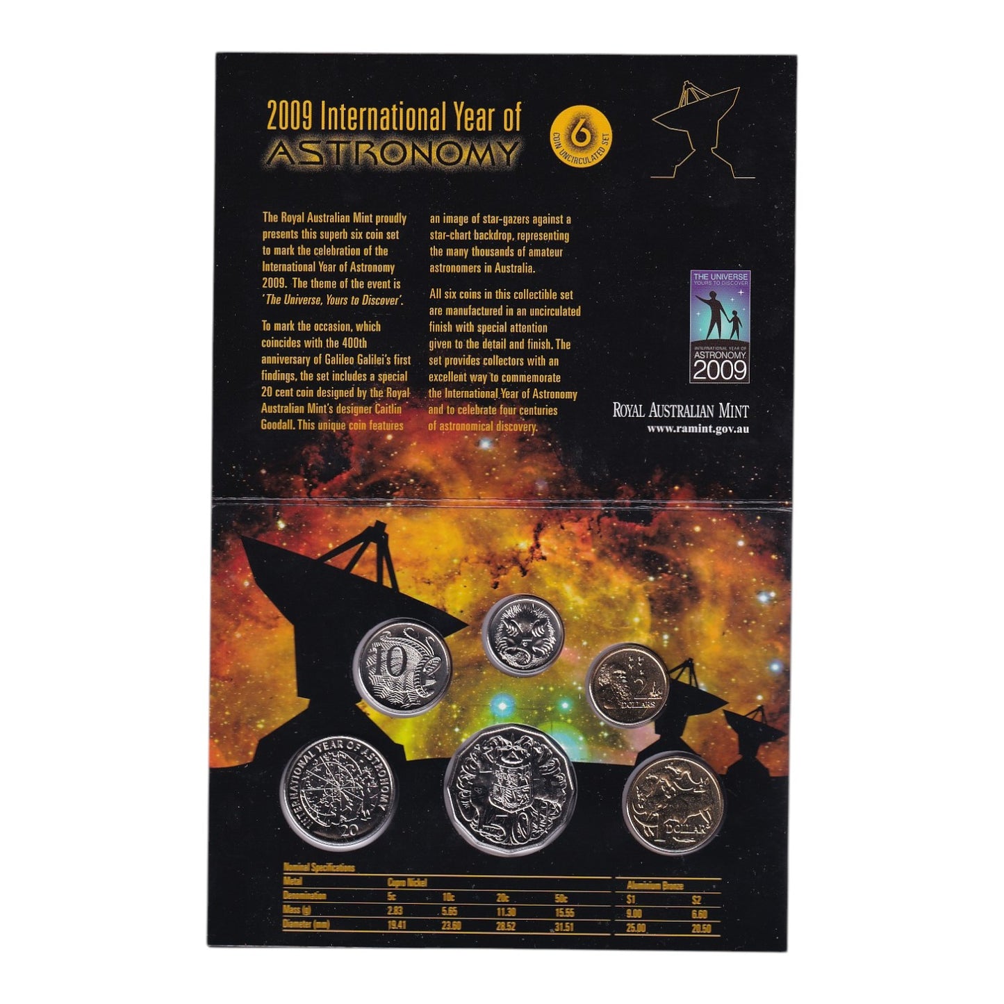 2009 Royal Australian Mint Uncirculated Coin Set - International Year of Astronomy