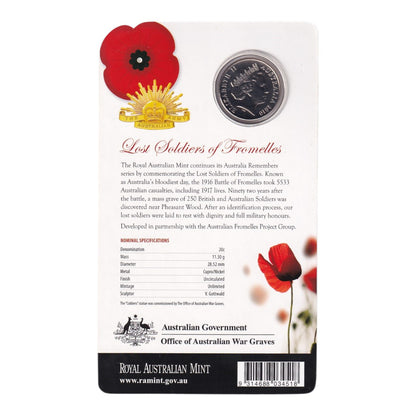 2010 20c Coin - Australia Remembers - Lost Soldiers of Fromelles