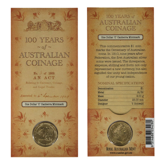 2010 $1 Coin - 100 Years of Australian Coinage - 'C' Mintmark
