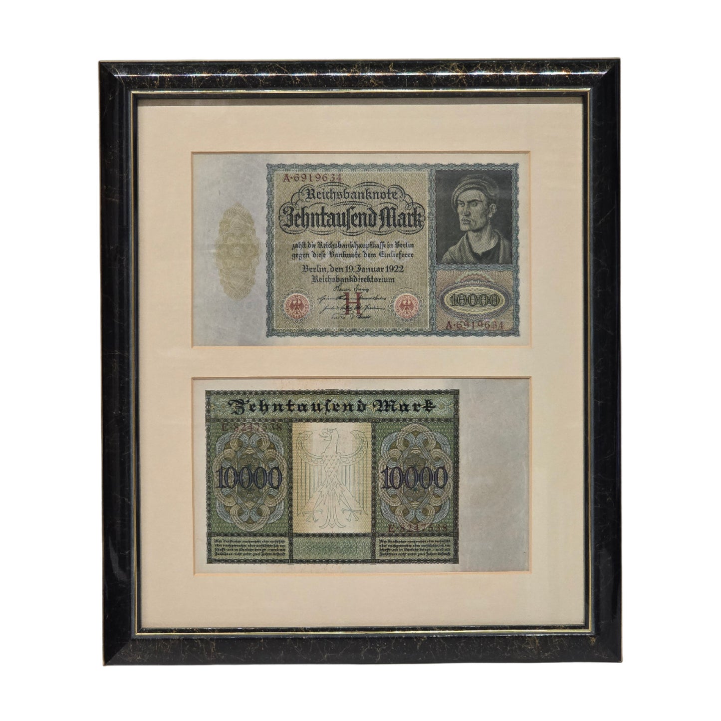 1910-1922 German Mark Notes - 100, 1000, 10000, 50000 - Framed