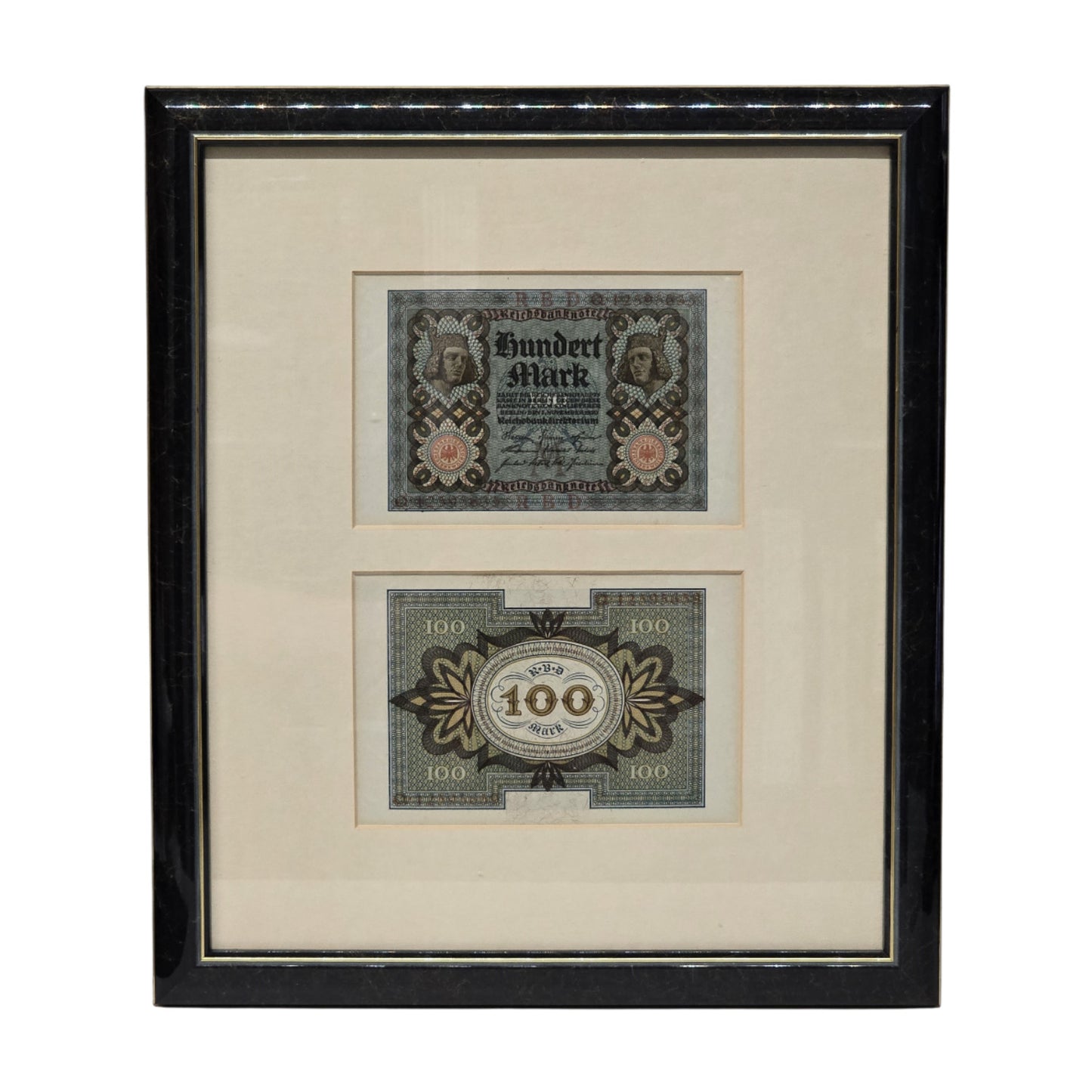 1910-1922 German Mark Notes - 100, 1000, 10000, 50000 - Framed