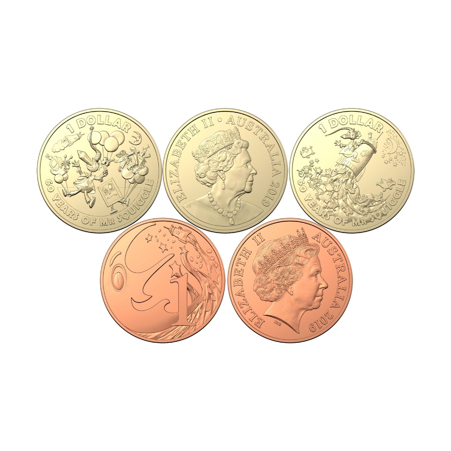 2019 Seven Coin Coloured Uncirculated Set - 60th Anniversary of Mr Squiggle