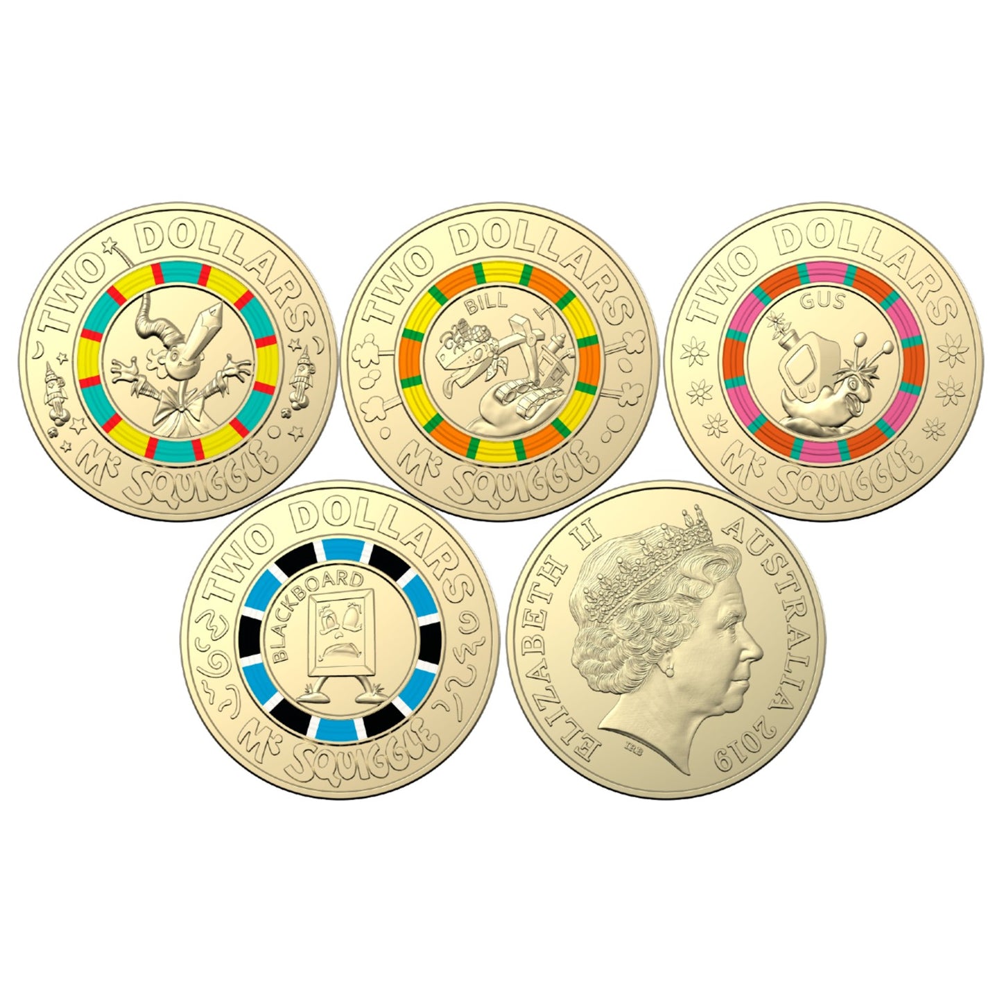 2019 Seven Coin Coloured Uncirculated Set - 60th Anniversary of Mr Squiggle