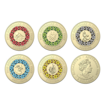 2020/2021 Tokyo Olympics $2 Al-Br Coloured Uncirculated Five-Coin Set