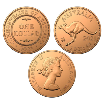 2021 $1 Copper Uncirculated Two Coin Set - Australian Pennies 1911-1964