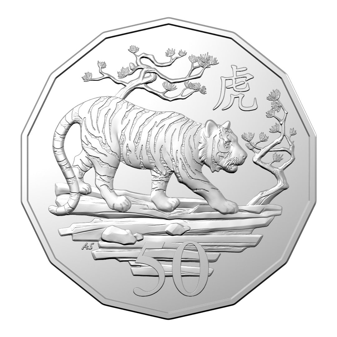 2022 50c CuNi Tetra-Decagon Uncirculated Coin - Year of the Tiger