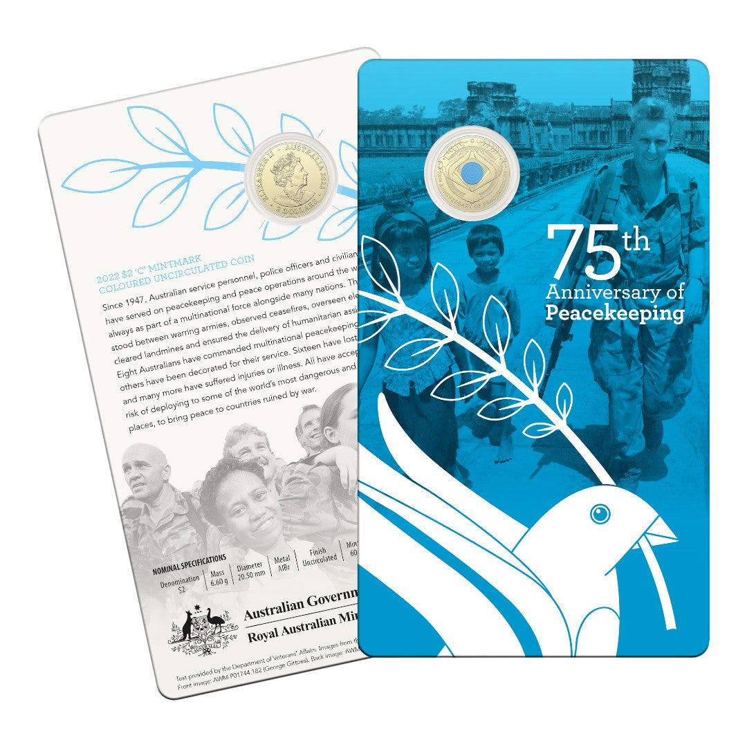 2022 $2 Coin - 75th Anniversary of Peacekeeping - 'C' Mintmark Coloured Uncirculated