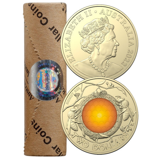 2022 $2 Circulated Coloured Coin Roll - Australian Honey Bee - Premium with Roll Tube