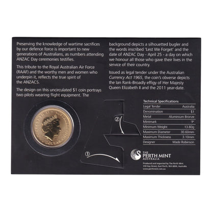 2011 Perth Mint ANZAC Day One Dollar Coin - Royal Australian Air Force