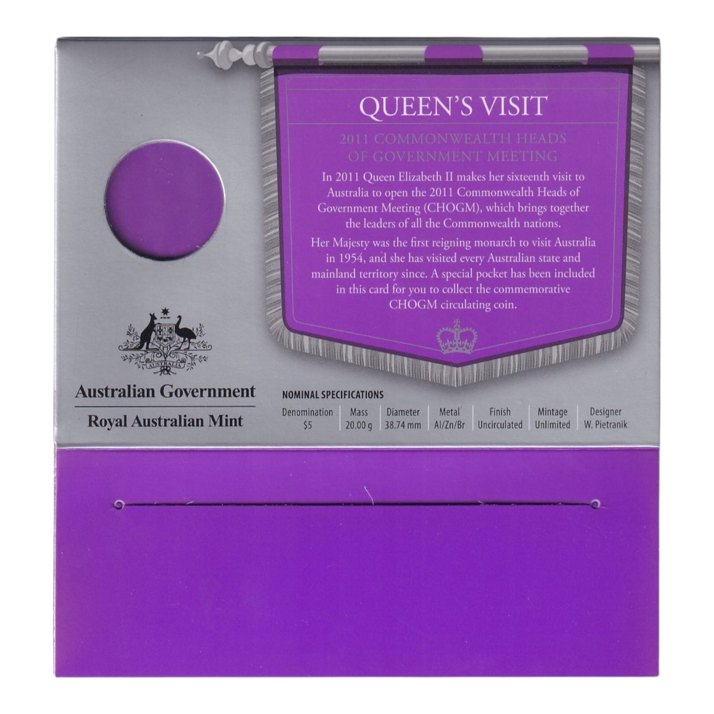 2011 $5 Coin - The Queens Visit