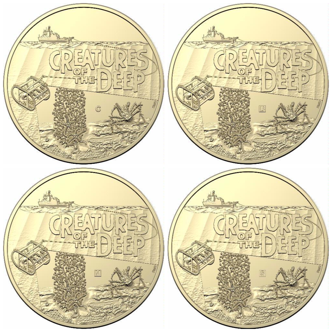 2023 Creatures of the Deep - $1 AlBr Mintmark and Privy Mark Uncirculated Four Coin Set