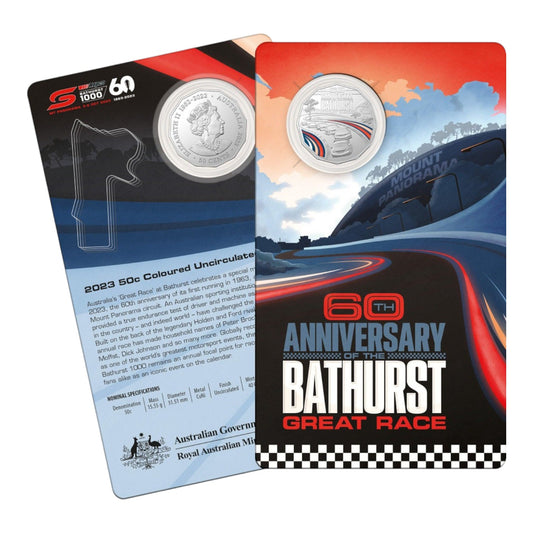 2023 50c Coloured Uncirculated Coin - 60th Anniversary of the Bathurst 1000