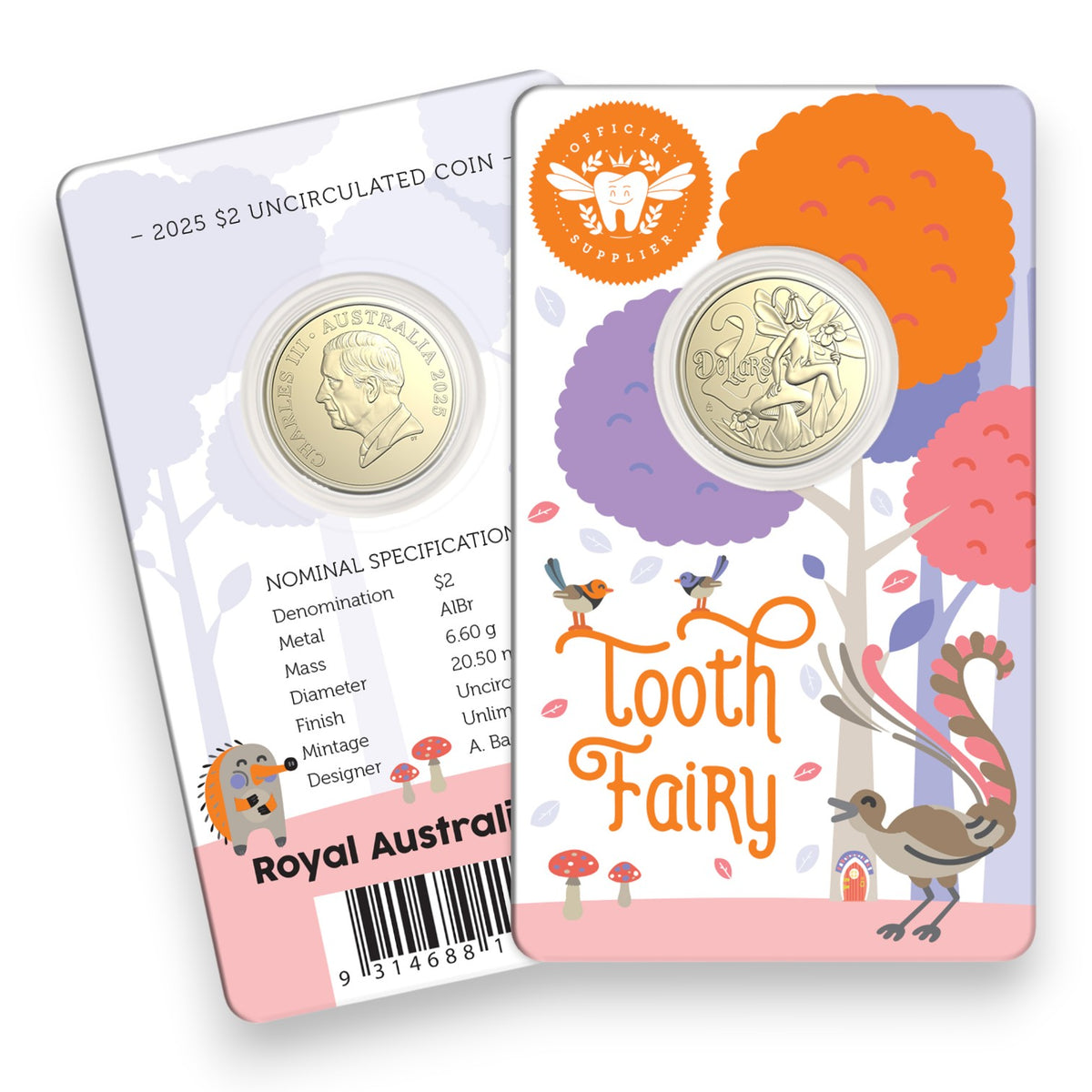 2025 $2 Uncirculated Coin in Card - Tooth Fairy