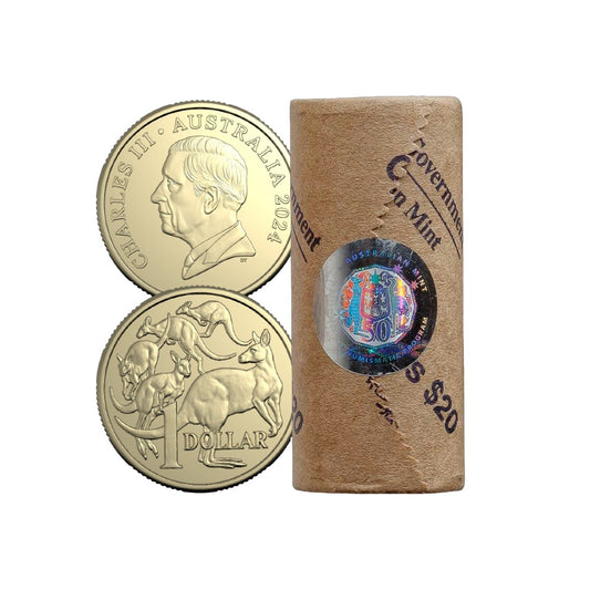 2024 $1 Coin King Charles III Effigy - Premium Roll with Roll Tube