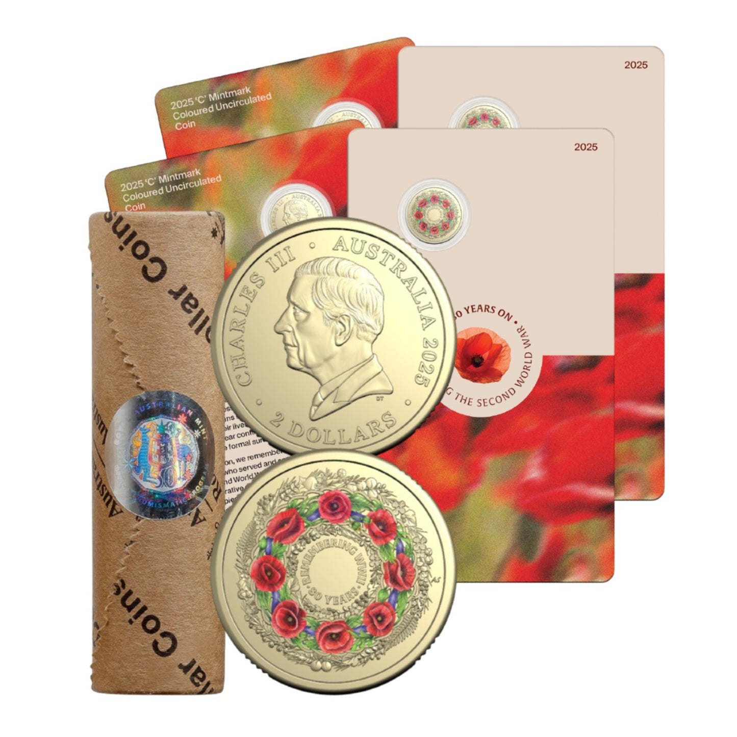 2025 Premium Poppy Collection: $2 Roll & 2x 'C' Mintmark Set
