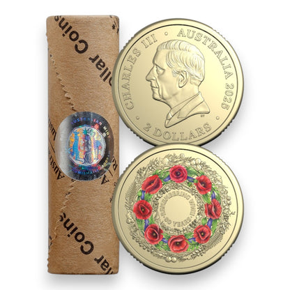 2025 $2 Coloured Circulating Rolled Coins - 80th Anniversary of World War 2 - Premium