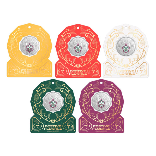 2025 50c Coloured Uncirculated Coin Set - Christmas Festive Florals