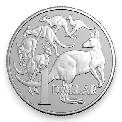 2026 $1 1oz Silver Frosted Uncirculated Coin – Kangaroo Series: Mob of Six