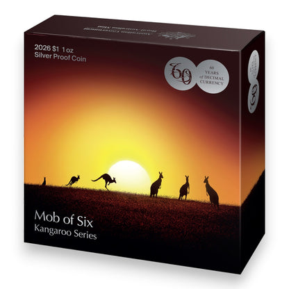 2026 $1 1oz Fine Silver Proof Coin – Kangaroo Series: Mob of Six