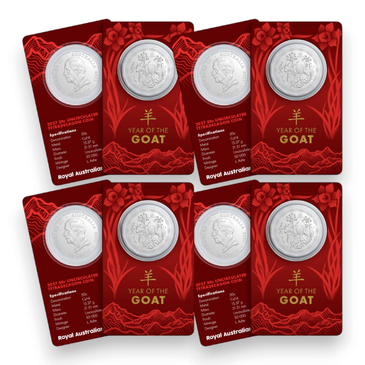 2027 50c Tetradecagon Uncirculated Coin - Year of the Goat (Single & Multi-Buy Saver Pack)