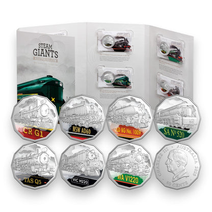2025 50c Coloured Uncirculated Seven-Coin Collection - Steam Giants