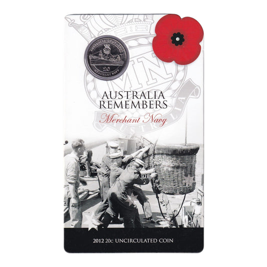 2012 20c Coin - Australia Remembers - Merchant Navy