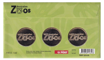 2012 PMC - Australian Zoos - 3 Medallion & Stamp Cover