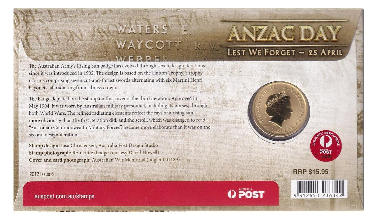 2012 Perth Mint PNC - ANZAC Day - Lest We Forget