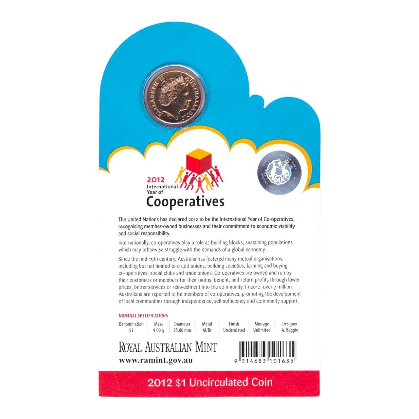 2012 $1 Coin - International Year of Cooperatives
