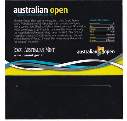 2012 $1 Coin Set - Australian Open - Men's and Women's Championship