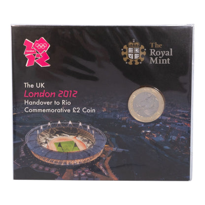 2012 London Olympics Handover To Rio - £2 Brilliant Uncirculated Coin In Folder