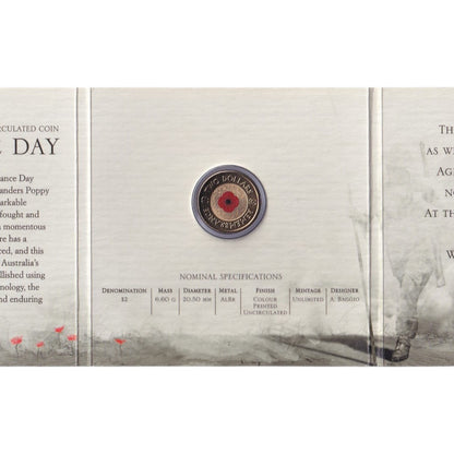 2012 $2 'C' Mintmark Coin - Remembrance Day in Tri-Fold Card