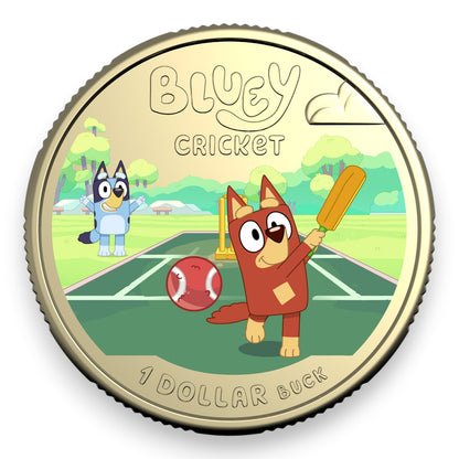 2027 $1 Coloured Uncirculated Coin - Bluey Cricket