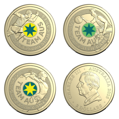 2026 $2 Coloured Uncirculated Three-Coin Set – Australian Commonwealth Games Team