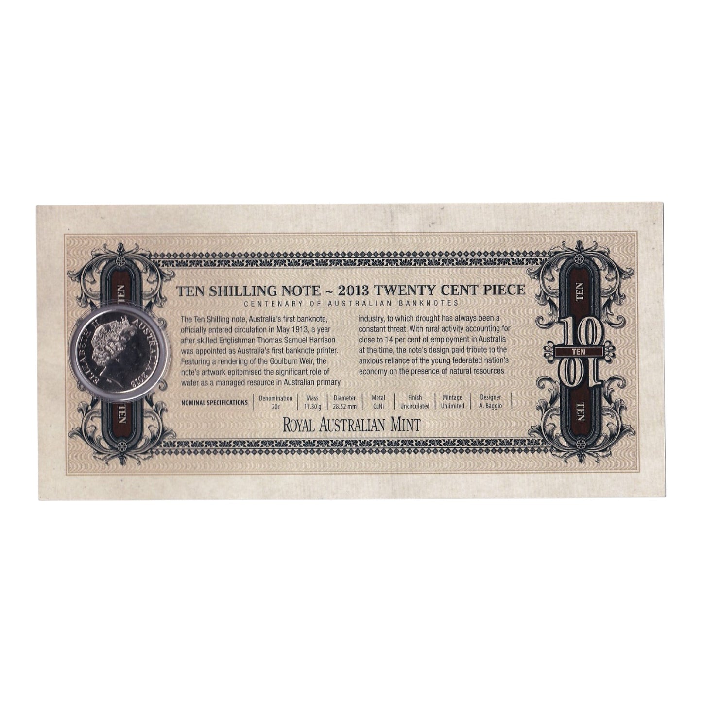 2013 Centenary of Australian Banknotes – 20c & 50c Three-Coin Uncirculated Set