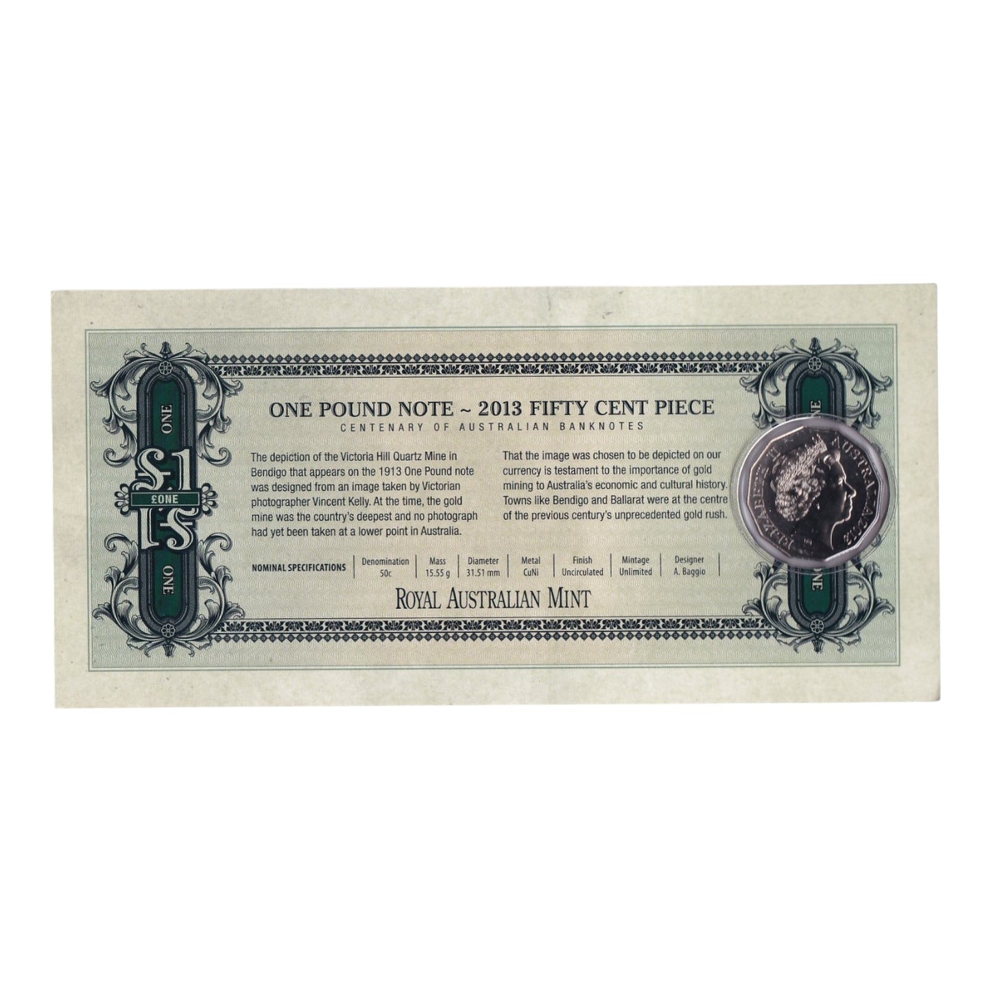 2013 Centenary of Australian Banknotes – 20c & 50c Three-Coin Uncirculated Set