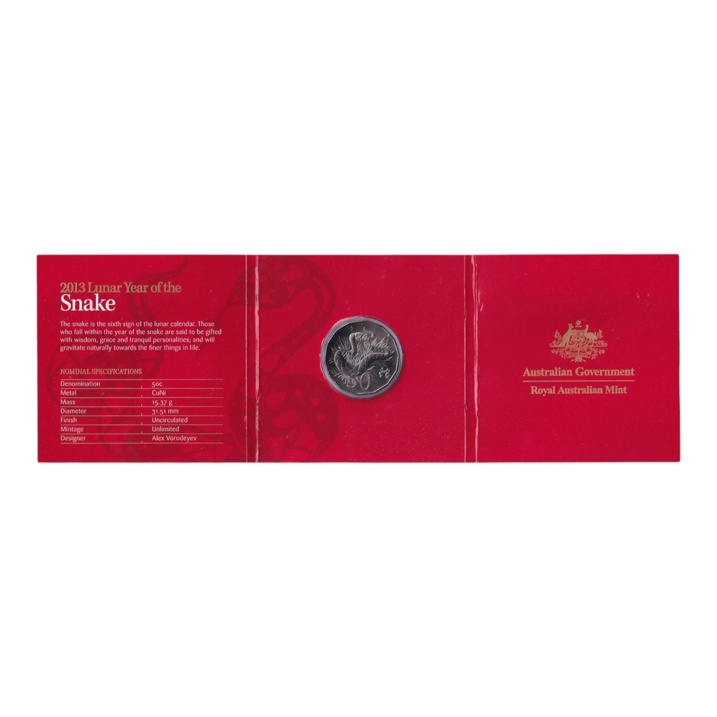 2013 50c Coin - Year of the Snake Tetra-Decagon