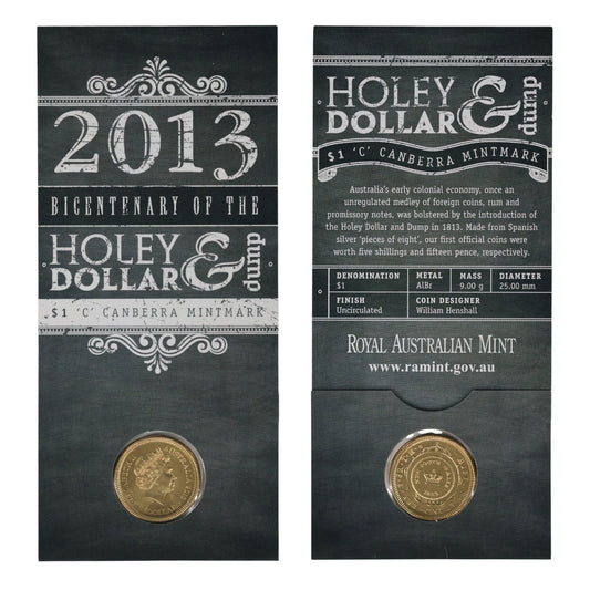 2013 $1 Coin - Bicentenary of the Holey Dollar & Dump - 'C' Mintmark