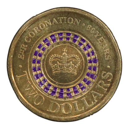 2013 $2 Coin - Queen Elizabeth II Coronation 60th Anniversary - Extremely Fine (Toned)