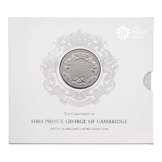 2013 Prince George Christening - £5 Crown - Brilliant Uncirculated Coin In Folder