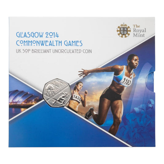 2014 Royal Mint - Glasgow Commonwealth Games 50p Brilliant Uncirculated Coin In Folder