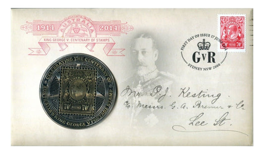 2014 PMC - King George V Centenary of Stamps Medallion Cover