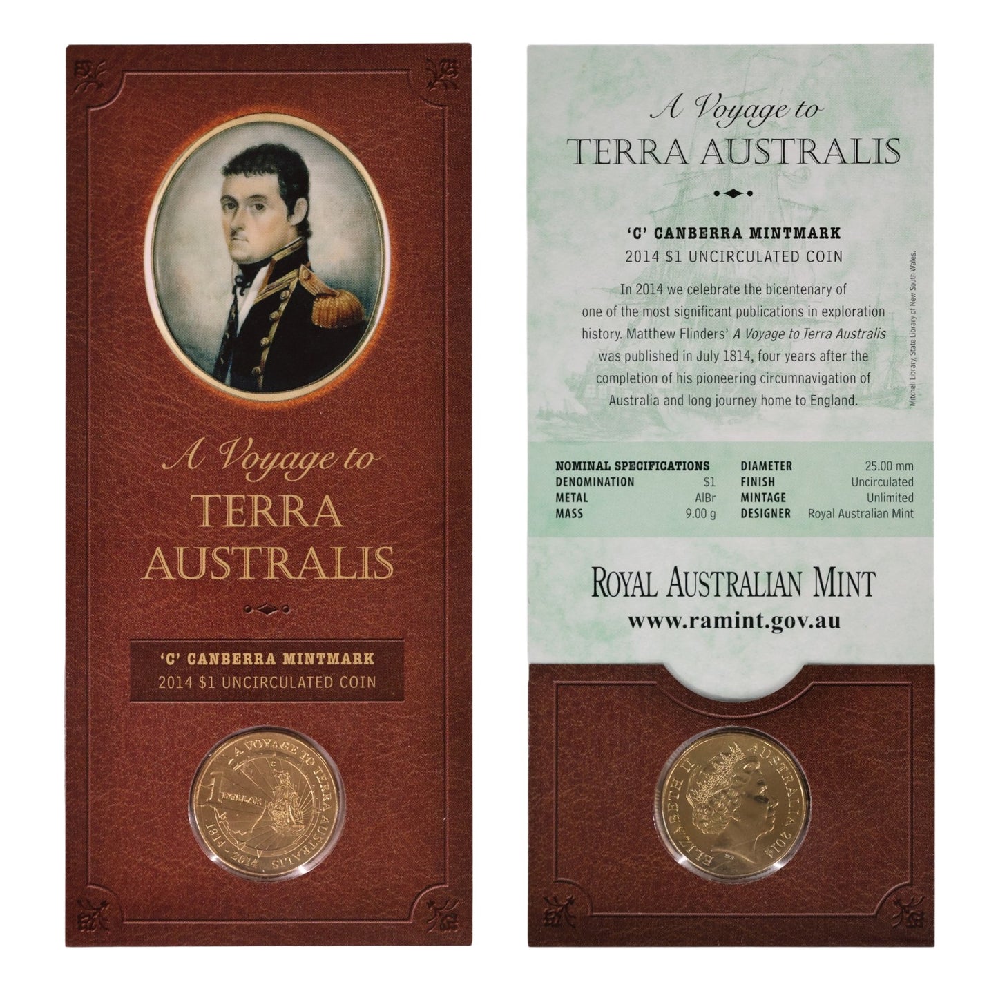 2014 $1 Coin - A Voyage to Terra Australis - 'C' Mintmark