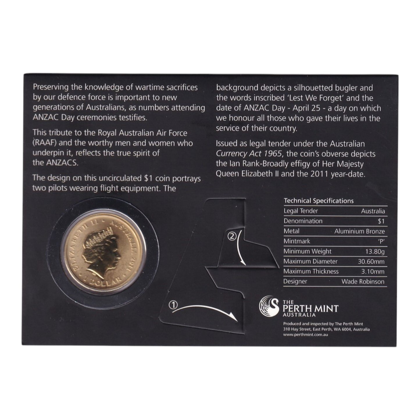 2014 Perth Mint ANZAC Day One Dollar Coin - Royal Australian Navy Submarine Service